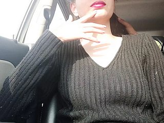 DoggyStyle Handjob لصديق في السيارات في الهواء الطلق - الجنس المحفوف بالمخاطر ، HornyCouple149