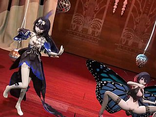 2 Gadis Seksi Menari + Seks Dengan Serangga (HENTAI 3D)