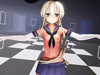 Süßes Teen im kurzen Rock tanzt und zieht sich nach und nach aus (3D HENTAI)