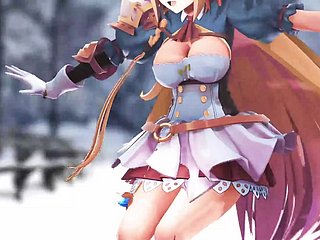 Principessa carina clothes-brush grandi tette che balla (HENTAI 3D)