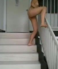 Chinese Woman glossy in stairway